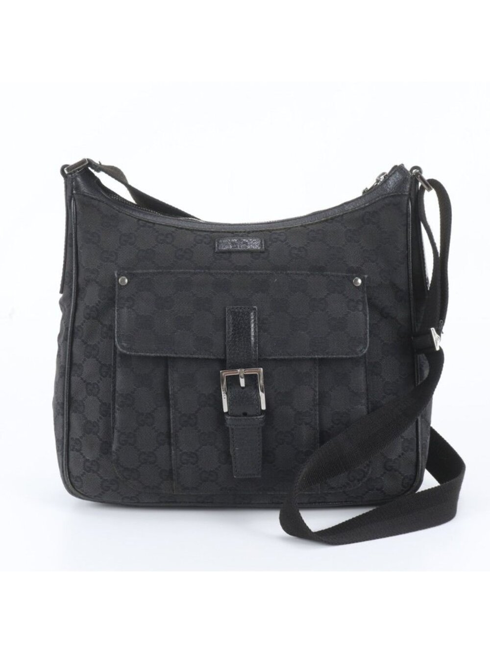 Gucci GG Canvas Leather Shoulder Bag Crossbody Messenger Business Black